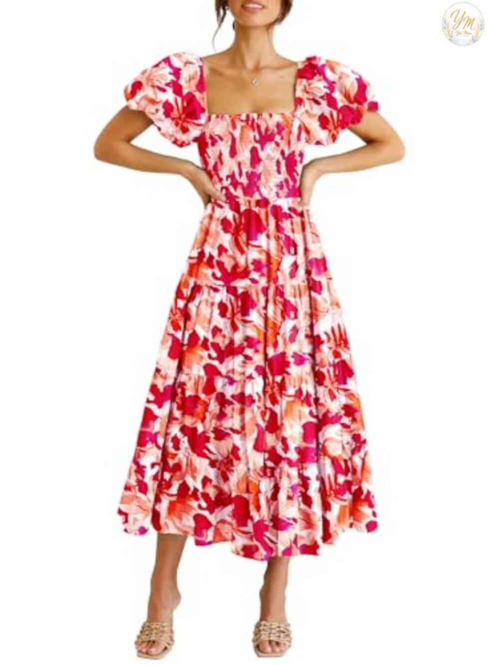 PRETTYGARDEN Smocked Midi A-Line Party Dress